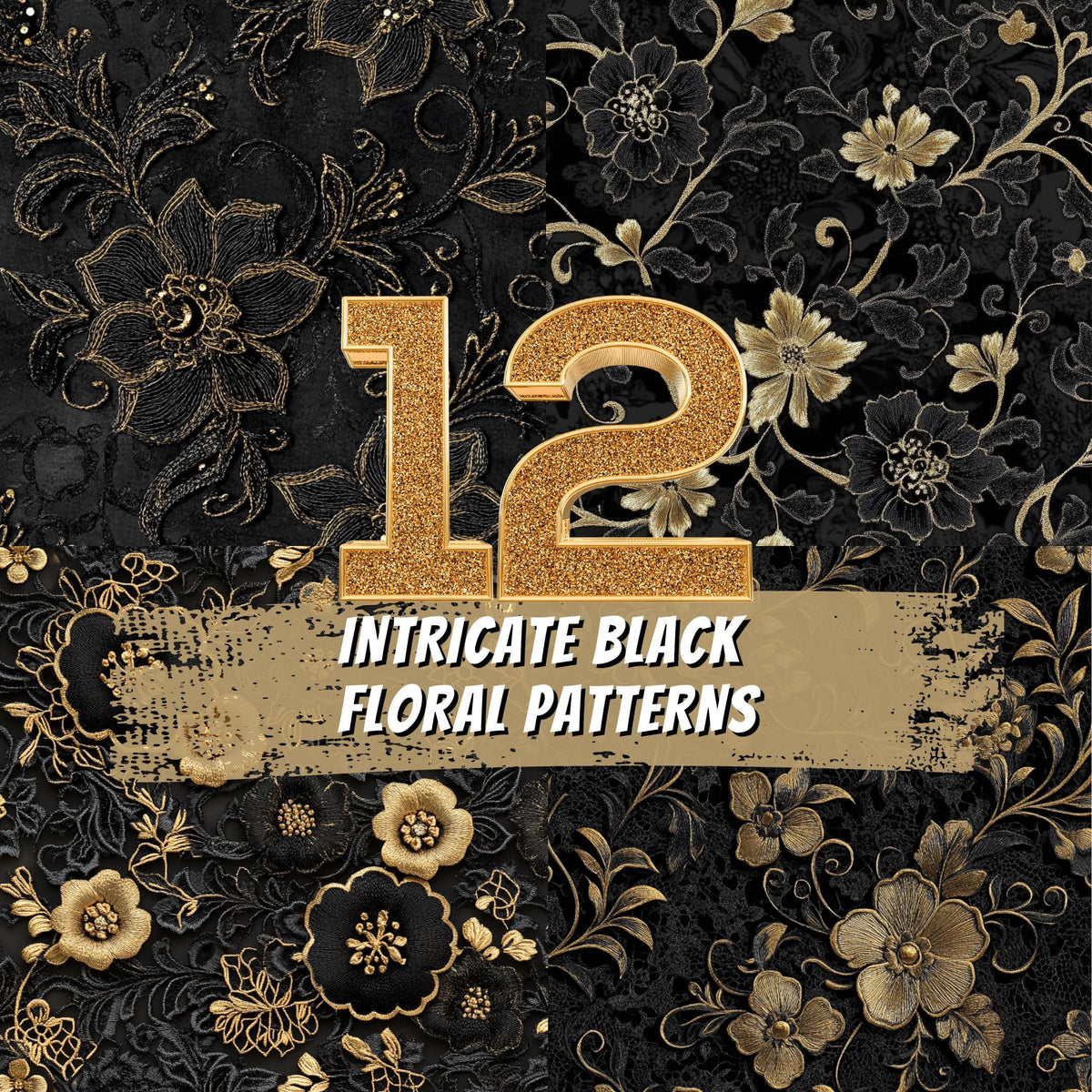 12 Intricate Black Floral Patterns