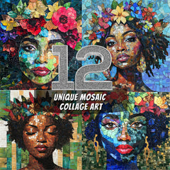 12 Unique Mosaic Collage Wall Art Digital Download